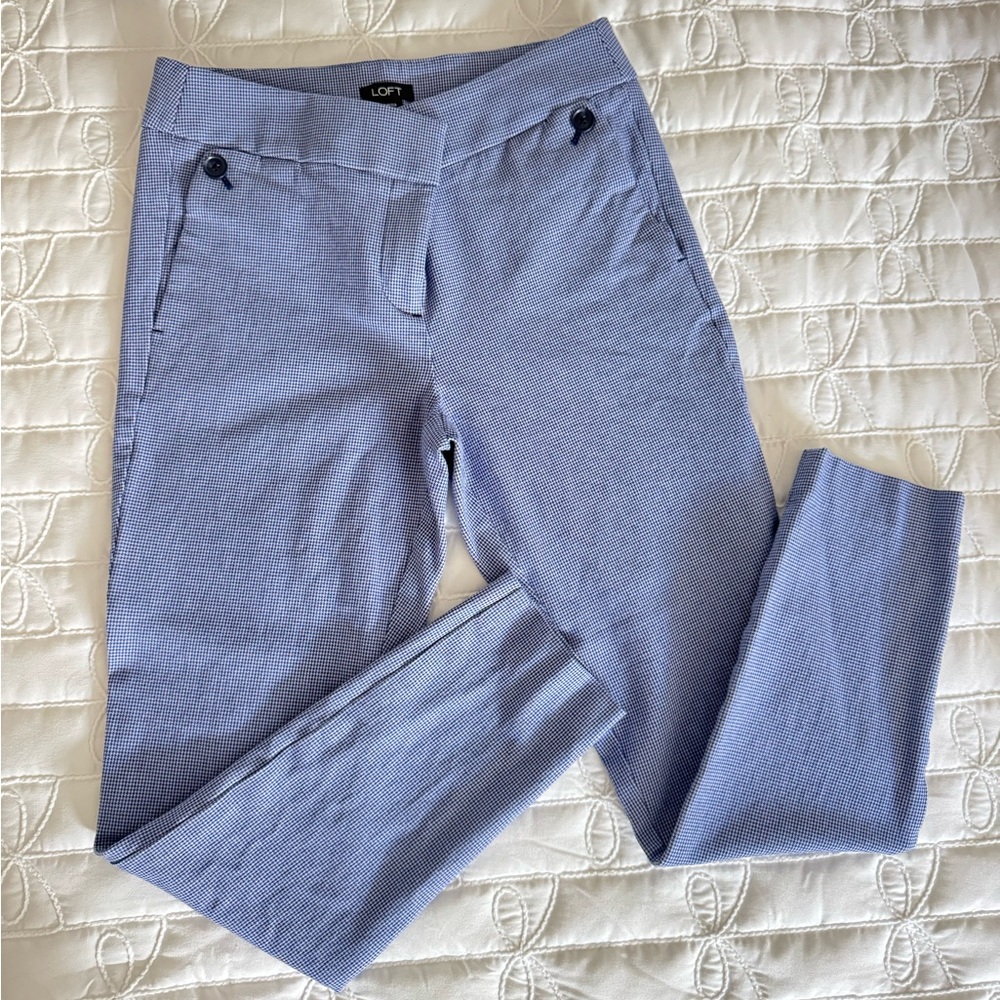 LOFT Light Blue Textured Slim Pants